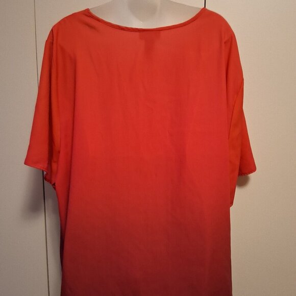 Maggie Barnes Catherines women's red pink blouse top ombre 3X 26/28 lightweight - Picture 4 of 5